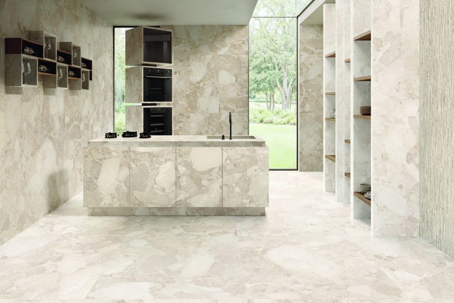 Materastone Beige Sassi 120x120- 120x278-60x120 White Sassi 120x278 Amb Cucina